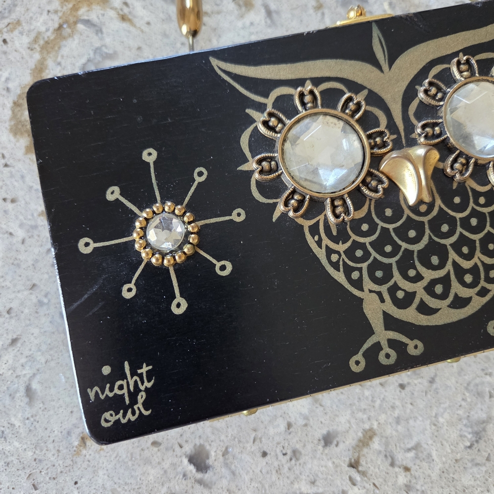 Enid Collins VINTAGE Artisan Made 1960's Night Owl Mini Bag - Picture 5 of 11